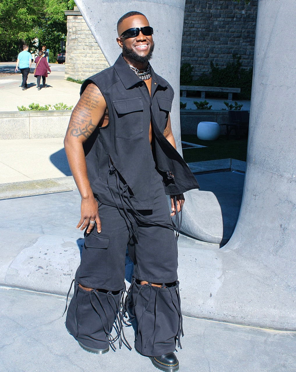 BLACK SUMMER FRINGE VEST SET