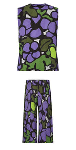 PURPLE BLOOM PLEATED SET