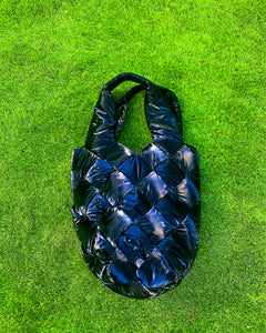 WET BLACK PADDED TOTE