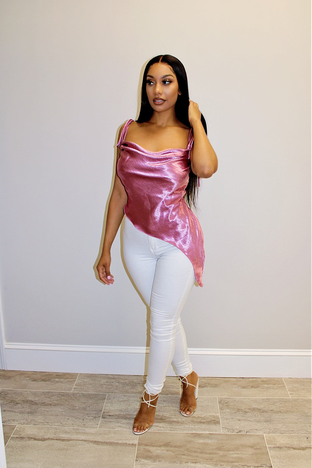 PINK SILKY TOP