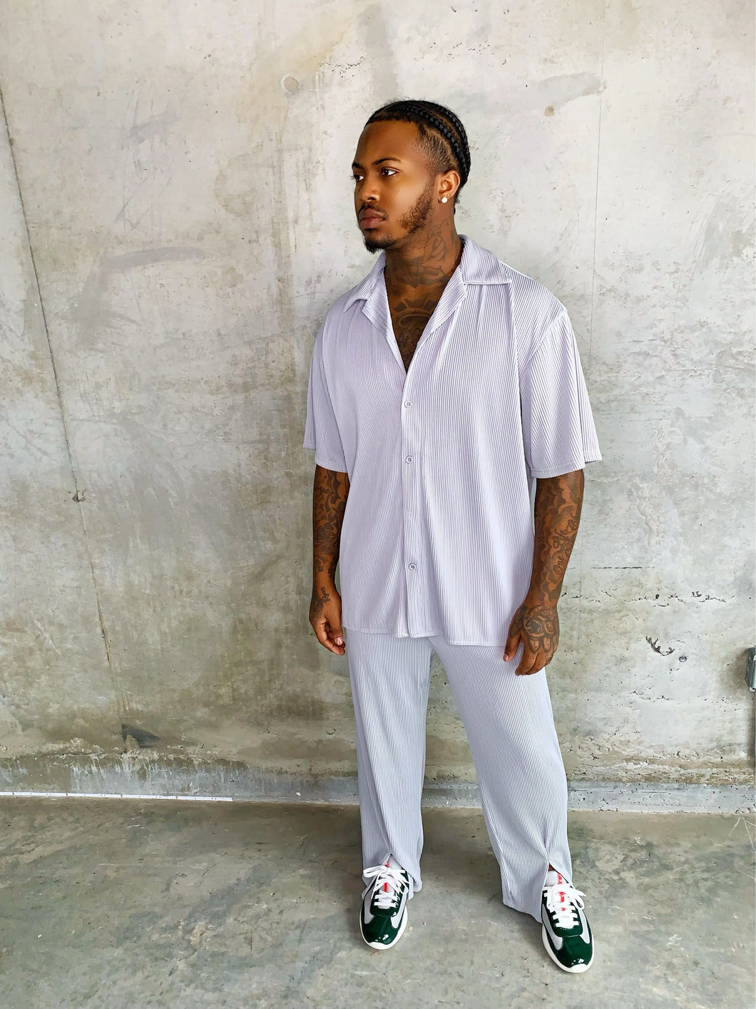 GREY PLEATED SET