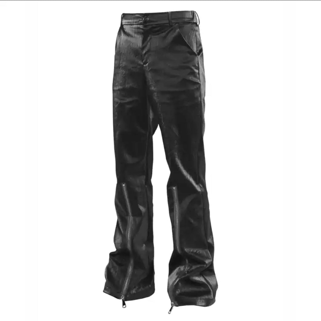 MICRO FLARE LEATHER TROUSERS